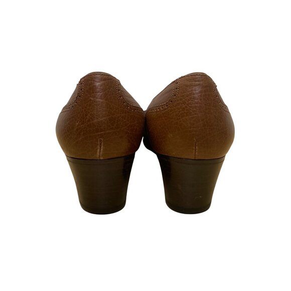 Salvatore Ferragamo Women’s Brown Leather Tassel Design Heeled Loafers Size 8.5 - Picture 5 of 9